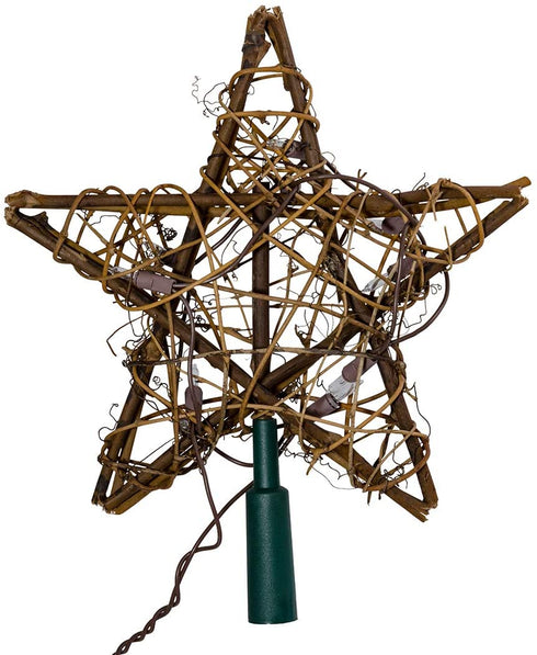 Kurt Adler 10 Light Indoor Rattan Natural Star Treetop