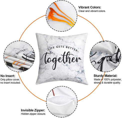 Throw Pillow Covers 18" x 18" Set of 4, Modern Square Cushion Covers Decorative Pillow Covers for Couch Sofa Bedroom Living Room