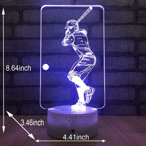 FlyonSea Baseball Light,Baseball Gifts Bedside Lamp 7 Colors Change + Remote Control with Timer Kids Night Light Optical Illusion Lamps for Boys Gift Ideas for Boys or Kids