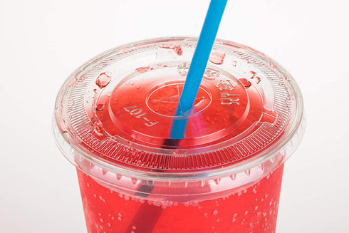 GOLDEN APPLE, 32oz-25sets. Clear Plastic Cups with Flat lids X hole (25cups +25lids) BPA Free
