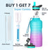 64oz Half Gallon Water Bottle with Time Marker, BUZIO Water Jug with Spout & Straw lid, BPA Free 1/2 Gallon Water Bottle with Straw & Handle for Fitness Outdoor, Ombre Green Pink Purple