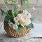 WYI Half-moon Mini Straw Rattan Baskets, Hand-woven Flower Basket with Handle, Retro Storage Containers, Khaki