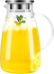 DYKL Glass Pitcher-Pitcher With lid 68 Ounces, 18/8 Stainless Steel Drip-Free Water Pitcher With Lid, Heat Resistant Borosilicate Glass Water Pitcher for Deposit, Juice Milk Cold or Hot Beverages.