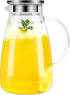 DYKL Glass Pitcher-Pitcher With lid 68 Ounces, 18/8 Stainless Steel Drip-Free Water Pitcher With Lid, Heat Resistant Borosilicate Glass Water Pitcher for Deposit, Juice Milk Cold or Hot Beverages.