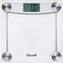 Escali E184 Extra Large Clear Glass Bathroom Body Scale, Traditional Square Sleek Design, LCD Digital Display, 400lb Capacity, Clear, 11.8 x 11.8 x 1 in