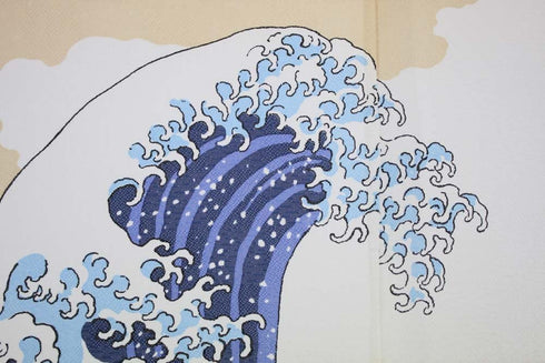 Denelchon Made in Japan Noren Curtain Tapestry Ukiyoe Hokusai The Great Wave Kanagawa