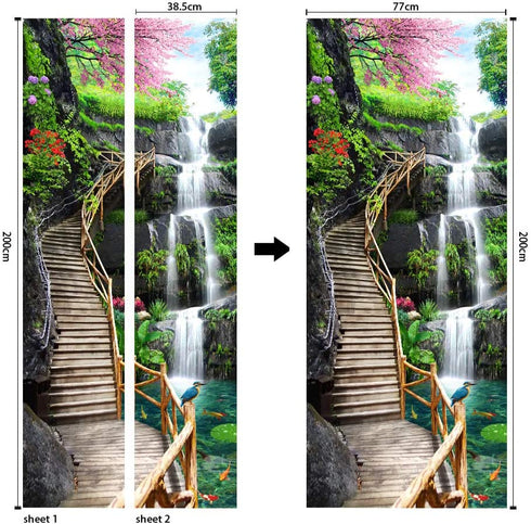 ZY-KL 3D Door Sticker Wall Decals Mural Wallpaper, Waterproof and Moisture-Proof DIY Environmentally Friendly self-Adhesive PVC Door Decal, Used for Dormitory, Office and Home Decoration(MT0197) Black 77x200cm