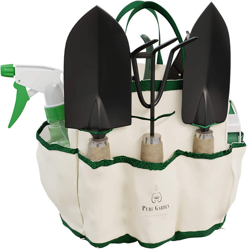 Pure Garden 75-08002 8 Piece Garden Tool and Tote Set Repel-pesticides, 7x4.5, b