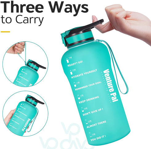 Venture Pal Water Bottle with Motivational Time Marker & Straw, BPA Free Leak Proof Water Jug to Remind You Drink More Water for Fitness and Outdoor Enthusiasts