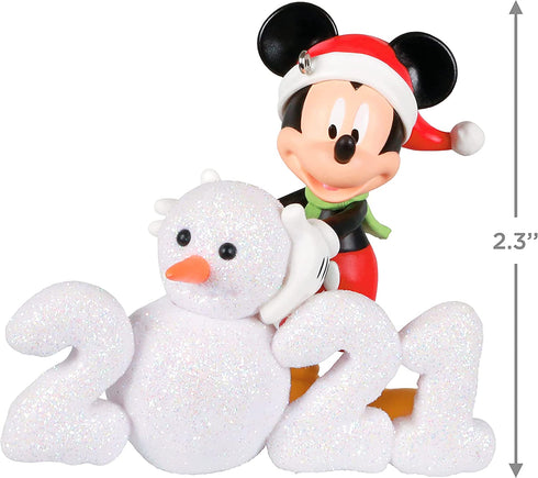 Hallmark Keepsake Christmas Ornament, Year Dated 2021, Disney Mickey Mouse A Year of Disney Magic Snowman