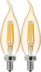 GE Vintage LED Light Bulb, Bent Tip, Warm Amber Finish, Dimmable, 60-Watt Replacement, E12 Candelabra Base, 2-Pack