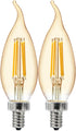 GE Vintage LED Light Bulb, Bent Tip, Warm Amber Finish, Dimmable, 60-Watt Replacement, E12 Candelabra Base, 2-Pack