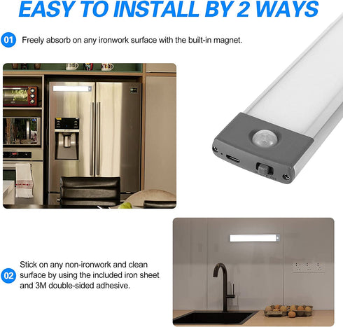 LED Closet Lights Motion Sensor Cabinet Lighting LYOUWEI 54 LED Under Counter Uniform Light USB Rechargeable Built-in Battery Wireless Magnetic Removable Stick-On Anywhere Indoor Night Lamp, 1 Pack