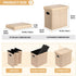 COSYLAND Ottoman with Storage Slim Folding Ottoman Footrest Foot Stool Ottoman for Room Small Tall Collapsible Fabric Ottoman Furniture with Lid Handles Toy Chest Linen Beige 16.5x16.5x10.6in