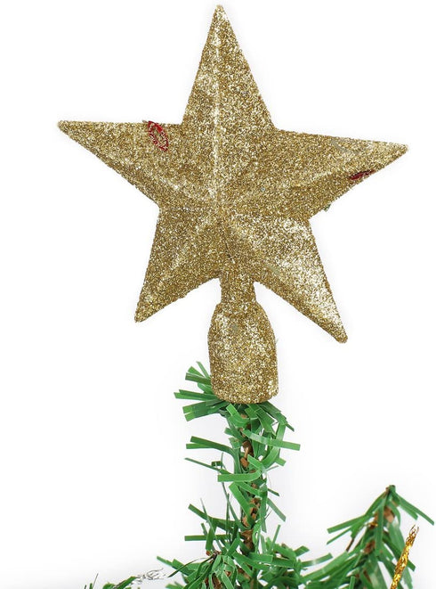20" Tabletop Pre-lit Mini Christmas Tree Set with Clear LED Lights, Artificial Mini Christmas Tree with Star Treetop and Ornaments, Best DIY Christmas Decorations (Storage Bag Included)