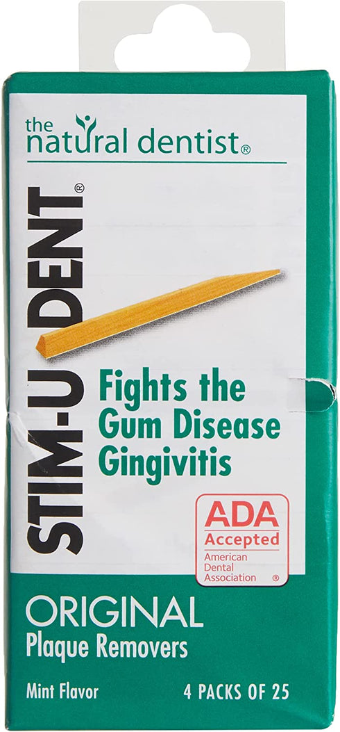 Stim-U-Dent Mint Plaque Removers, 4 Pack of 25 (Value Pack of 4)
