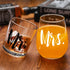 Futtumy Mr & Mrs Whiskey Glass and Stemless Wine Glass Gift Set, Valentines Day Gift for Mr Mrs Couple Husband Wife Bride Groom, Unique Glass Set Idea for Valentines Day Birthday Christmas Wedding