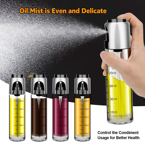 BEYAHELA Oil Spritzer Bottle for Air Fryer 2 Pack with Holder, Oil Mister for Air Fryer, Food Grade Glass Olive Oil Spray Bottle for BBQ Salad Baking Roasting or Grilling Frying BPA Free