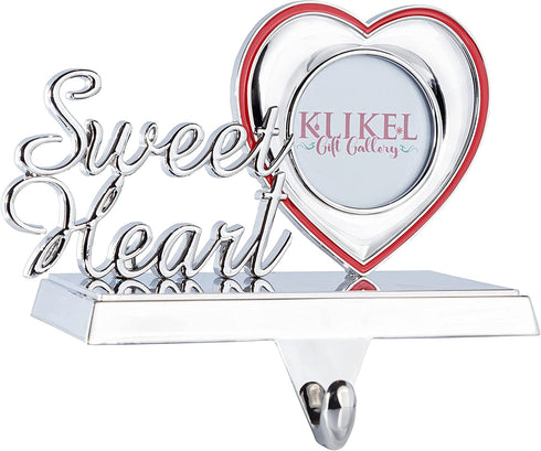 Klikel Stocking Holder - Sweetheart Photo Frame Stocking Hanger For Mantel - Sweet Heart Christmas Stocking Holder For Fireplace Mantle - Baby Sweetheart Picture Frame Metal Stocking Holder For Mantle