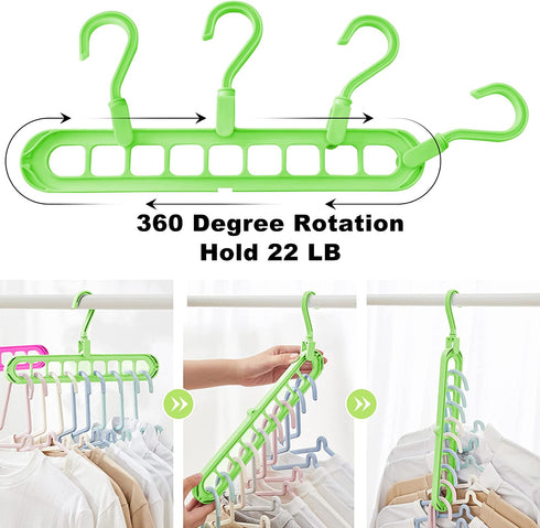 Closet Organizers and Storage,6 Pack Sturdy Hangers for Closet Organizer,Dorm Room Essentials,Closet Storage,Smart Closet Organization,Magic Space Saving Hanger With 9-Holes for Wardrobe Heavy Clothes