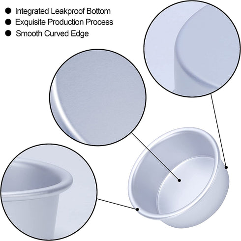 4 Inch Cake Pan, Set of 8, Anodized Aluminum Round Cake Pans with 100 Pcs Parchment Paper Tins Baking Pan for Cheese Cake, Pizza, Quiche, Non Toxic, Leakproof, Easy Release