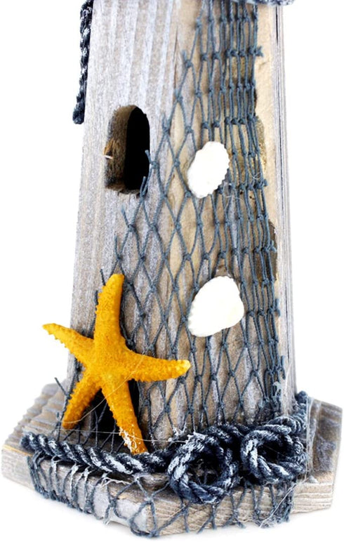 Chaomian Home Ornaments Starfish Wooden Lighthouse 10.6" High Nautical Themed Rooms Lighthouse