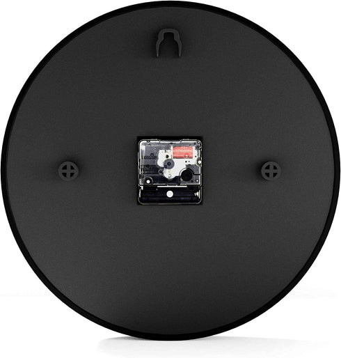 Driini Modern Mid Century Analog Wall Clock (12") Large, Easy to Read Numbers; Black Metal Frame Battery Operated with Silent Sweep Hands Contemporary Decor for Office, Living Room, or Kitchen