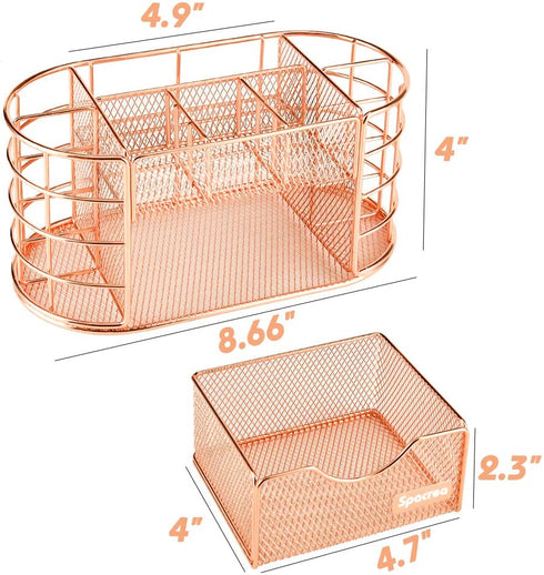 Spacrea Desk Organizers and Accessories, Office Organizer Pencil Holder for Desk, Desk Office Supplies Organizer (Rose Gold)
