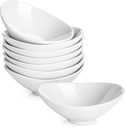 LIFVER Soy Sauce Dish Ceramic, Dipping Bowls, Serving Bowls for Side Dishes, Dip Bowls 3 Oz, Charcuterie Board Bowls Gravy Boat, Dipping Sauce Dish Porcelain, Set of 8, White