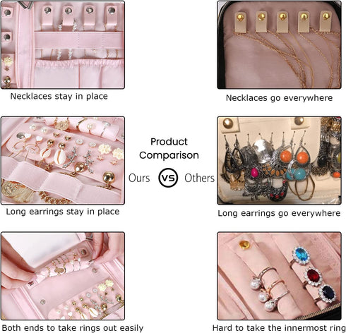 BAGSMART Jewelry Organizer Roll Travel Jewelry Storage Bag for Necklace, Earrings, Rings, Bracelet