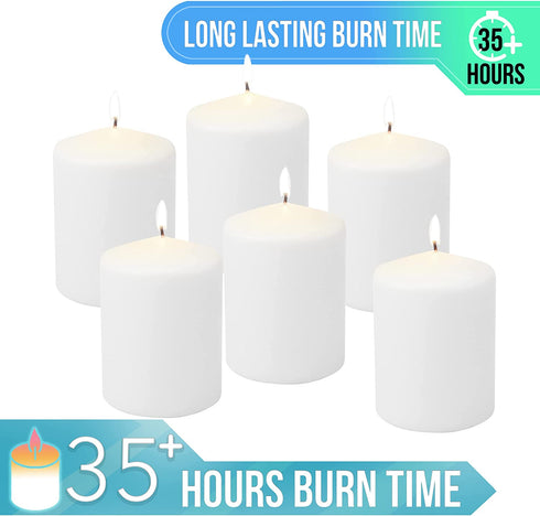 Stonebriar 35 Hour Long Burning Unscented Pillar Candles, 3x4, White