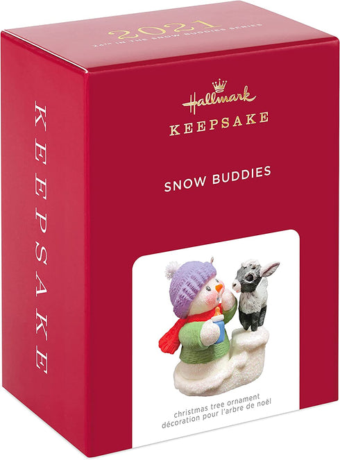 Hallmark Keepsake Christmas Ornament, Year Dated 2021, Snow Buddies Snowman and Goat
