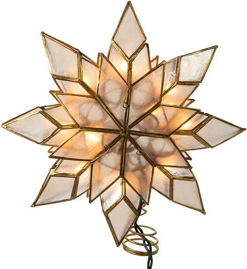Kurt Adler 8.5-Inch Capiz Star Tree Topper with 10 Clear Lights and 1 Spare Bulb