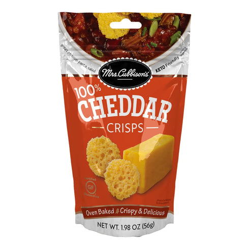Mrs. Cubbison's Cheese Crisps - 100% Real Cheese, Keto Friendly, Great for Snacking and Salad Topper - Cheddar Flavor, 1.98 Ounce (Pack of 1)