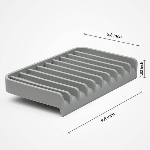 EFFILOGIC Silicone Sponge Holder Tray - Self Draining Kitchen Soap Tray Unique Kitchen Sink Organizer for Dishwashing Accessories Faucet Splash Catcher for Sink - Large 9.8" x 5.8" Black