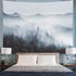 Heopapin Misty Forest Tapestry Forest Trees with Mountain Tapestry Black and White Fantastic Fog Magical Tapestry 3D Vision Nature Landscape Tapestry for Bedroom Living Room Dorm (W78.7 — H59.1)