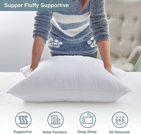 Acanva Bed Pillows for Sleeping 2 Pack, Alternative Microfiber Filled, Natural Cover Skin-Friendly, Soft and Supportive for Side Back Sleepers, Queen, White 2 Count
