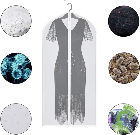Hanging Garment Bags Cover 24''X48'' Lightweight Clear White Suit Protector Cover (Pack of 6) with Study Full Zipper for Suit Clothes Storage Closet (24''X48'', White)