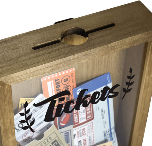 TJ.MOREE Ticket Shadow Box 8 x 10 Top Loading Shadow Box Memento Frame with Slot, Customizable DIY Box Sweet Gift, Movie Travel Sporting Events Concert Ticket Stubs - Memory Box