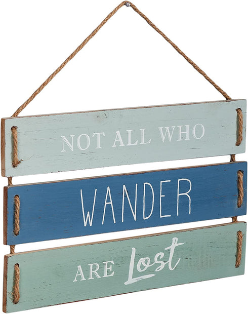 Not All Who Wander Are Lost Quote Wall Decor, Decorative Wood Plank Hanging Sign 17 x 9.75 by Barnyard Designs