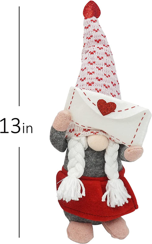 Valentines Day Gnome Plush Set of 2, Tabletop Swedish Elf Gnome Doll - Valentines Mantle Fireplace Decorations, Home Decor Living Room Table Mantel Centerpiece by 4E's Novelty