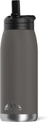 Hydrapeak Flow 32oz Insulated Water Bottle with Straw Lid | Double Wall Vacuum Insulated Stainless Steel Water Bottles, BPA-Free and Leak-Proof, Wide Mouth Flask with Bite Straw and Handle (Graphite)