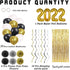 Graduation 2022 Party Supplies Black, Gold Happy Large Balloons Decorations Photo Backdrop and New Years Decor Accessories Kit Golden Fringe Curtain Glitter Banner with Pompoms Ornament Senior College