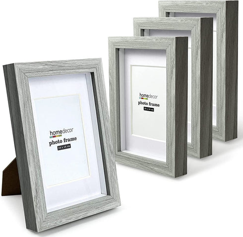 4x6 Shadow Box Frame, 4 Pack Picture Frame Set, Wall Picture Frame, Farmhouse Wood Rustic Picture Frames with Tempered Glass Gallery Wall Tabletop Display (light green, 4x6)