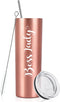 Boss Day Gifts, Boss Lady Skinny Tumbler, Christmas Birthday Boss Gifts for Women Boss Lady Female Coworkers Mom Manager Director Friends, 20 Oz Stainless Steel Insulated Tumbler with Lids, Rose Gold