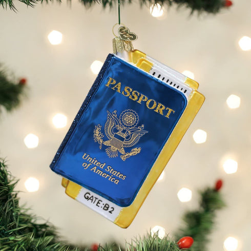 Old World Christmas Ornaments: Cities, Places and Landmarks Glass Blown Ornaments for Christmas Tree,Passport