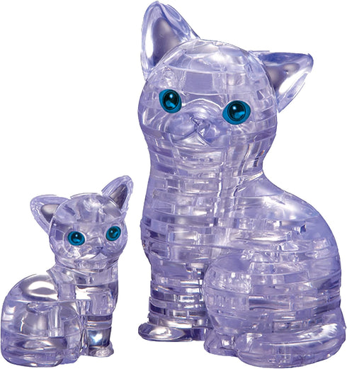 Bepuzzled Original 3D Crystal Puzzle - Cat & Kitten, Clear - Fun yet challenging brain teaser that will test your skills and imagination, For Ages 12+