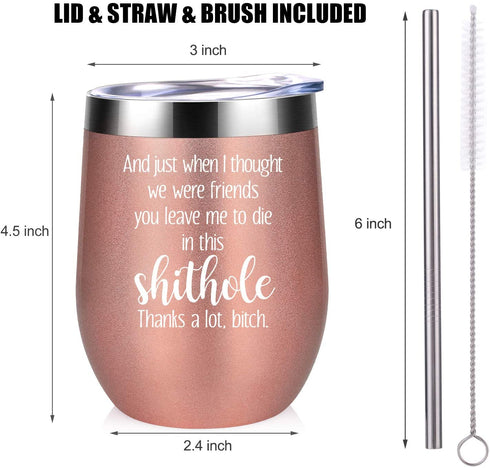 Going Away Gift for Coworker, Coworker Leaving Gifts for Women - Just When I Thought We were Friends - New Job, Farewell Gifts, Goodbye Gifts for Coworkers, Colleague, Boss - Coolife Wine Tumbler Cup