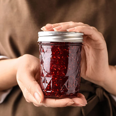 Mason Jars 8 oz 12 Pack Mini Jelly Jars With Regular Mouth Airtight Lids and Bands, Small Glass Jars for Jam, Honey, Meal Prep, Overnight Oats, Wedding Favors, Shower Favors, Salads, Baby Foods