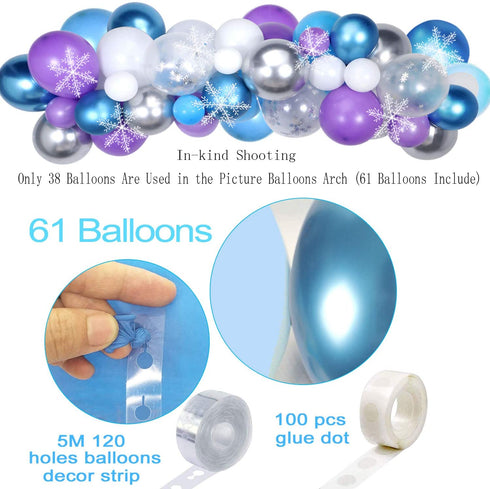 Golray Frozen Birthday Party Supplies Girls Princess Elsa Birthday Party Decorations 61 Balloons, Banner, Tassel, Sash, Pin, Cake Topper, Tattoo, Crown Wand, Girls Birthday Decor 2nd 3rd 4th 5th